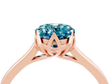 Rose gold Oval Cut Blue Topaz Solitaire Ring with Flower Prong Setting and Classic Band_40