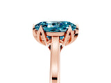 Rose gold Oval Cut Blue Topaz Solitaire Ring with Flower Prong Setting and Classic Band_41