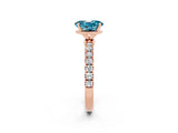 Rose gold Oval Cut Blue Topaz Solitaire Ring with Pavé Accents and Four-Prong Setting_2