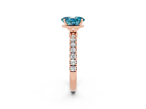 Rose gold Oval Cut Blue Topaz Solitaire Ring with Pavé Accents and Four-Prong Setting_2