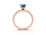 Rose gold Oval Cut Blue Topaz Solitaire Ring with Pavé Accents and Four-Prong Setting_3