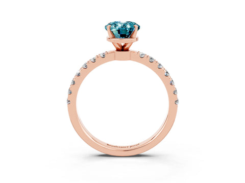 Rose gold Oval Cut Blue Topaz Solitaire Ring with Pavé Accents and Four-Prong Setting_3
