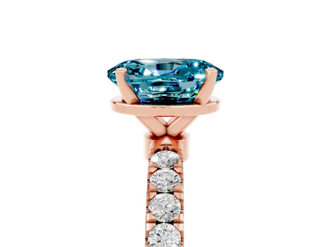 Rose gold Oval Cut Blue Topaz Solitaire Ring with Pavé Accents and Four-Prong Setting_5