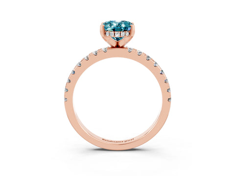 Rose gold Oval Cut Blue Topaz Solitaire Ring with Pavé Band and Four-Prong Setting_39