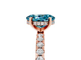 Rose gold Oval Cut Blue Topaz Solitaire Ring with Pavé Band and Four-Prong Setting_41