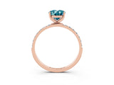 Rose gold Oval Cut Blue Topaz Solitaire Ring with Pave Band and Four Prong Setting_27