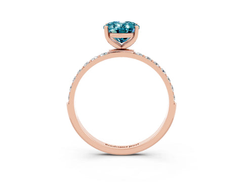 Rose gold Oval Cut Blue Topaz Solitaire Ring with Pave Band and Four Prong Setting_27