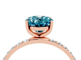 Rose gold Oval Cut Blue Topaz Solitaire Ring with Pave Band and Four Prong Setting_28