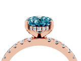 Rose gold Oval Cut Blue Topaz Solitaire Ring with Round  Pavé Band and Four-Prong Setting_48