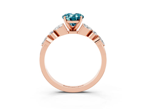 Rose gold Oval Cut Blue Topaz Solitaire Ring with Side Stones and Four-Prong Setting_15