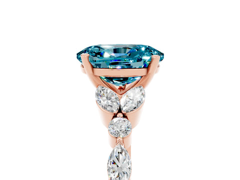 Rose gold Oval Cut Blue Topaz Solitaire Ring with Side Stones and Four-Prong Setting_17