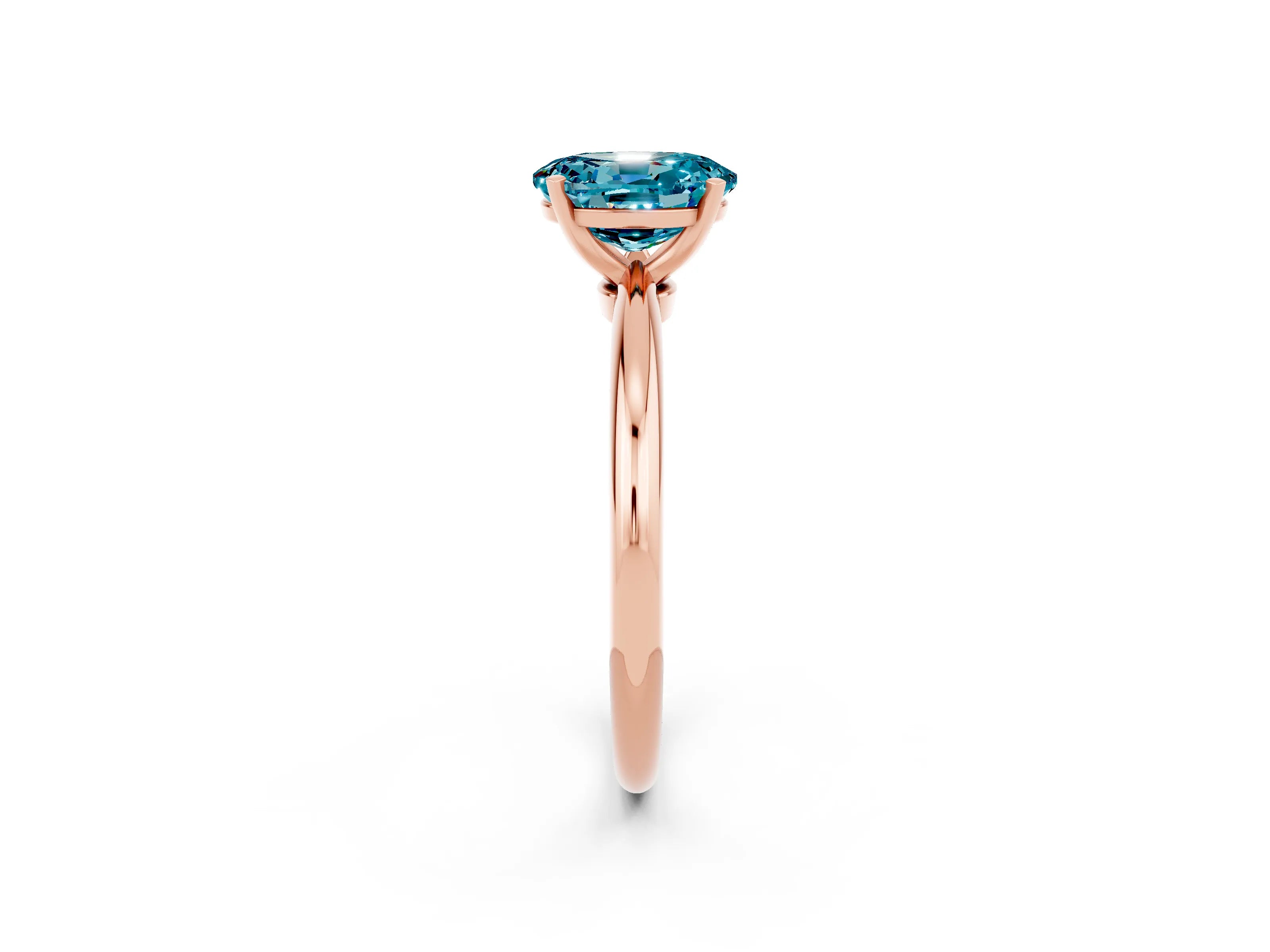 Rose gold Oval Cut Blue Topaz Solitaire Ring with Six-Prong Setting and Classic Band_2