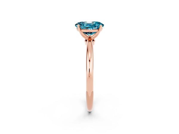 Rose gold Oval Cut Blue Topaz Solitaire Ring with Six-Prong Setting and Classic Band