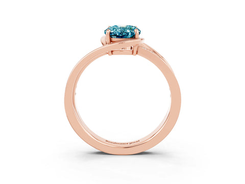 Rose gold Oval Cut Blue Topaz Solitaire Ring with Split Shank and Prong Setting_3