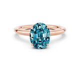 Rose gold Oval Cut Blue Topaz Solitaire Ring with Thin Band and Four-Prong Setting_12