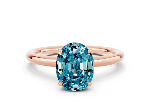 Rose gold Oval Cut Blue Topaz Solitaire Ring with Thin Band and Four-Prong Setting_12