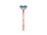 Rose gold Oval Cut Blue Topaz Solitaire Ring with Thin Band and Four-Prong Setting_14