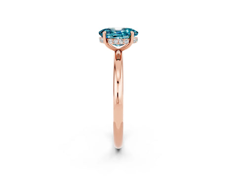 Rose gold Oval Cut Blue Topaz Solitaire Ring with Thin Band and Four-Prong Setting_14