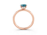 Rose gold Oval Cut Blue Topaz Solitaire Ring with Thin Band and Four-Prong Setting_15