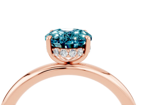 Rose gold Oval Cut Blue Topaz Solitaire Ring with Thin Band and Four-Prong Setting_16