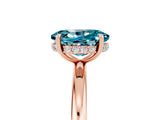 Rose gold Oval Cut Blue Topaz Solitaire Ring with Thin Band and Four-Prong Setting_17