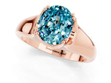 Rose gold Oval Cut Blue Topaz Solitaire Ring with Wide Band and Prong Setting_1