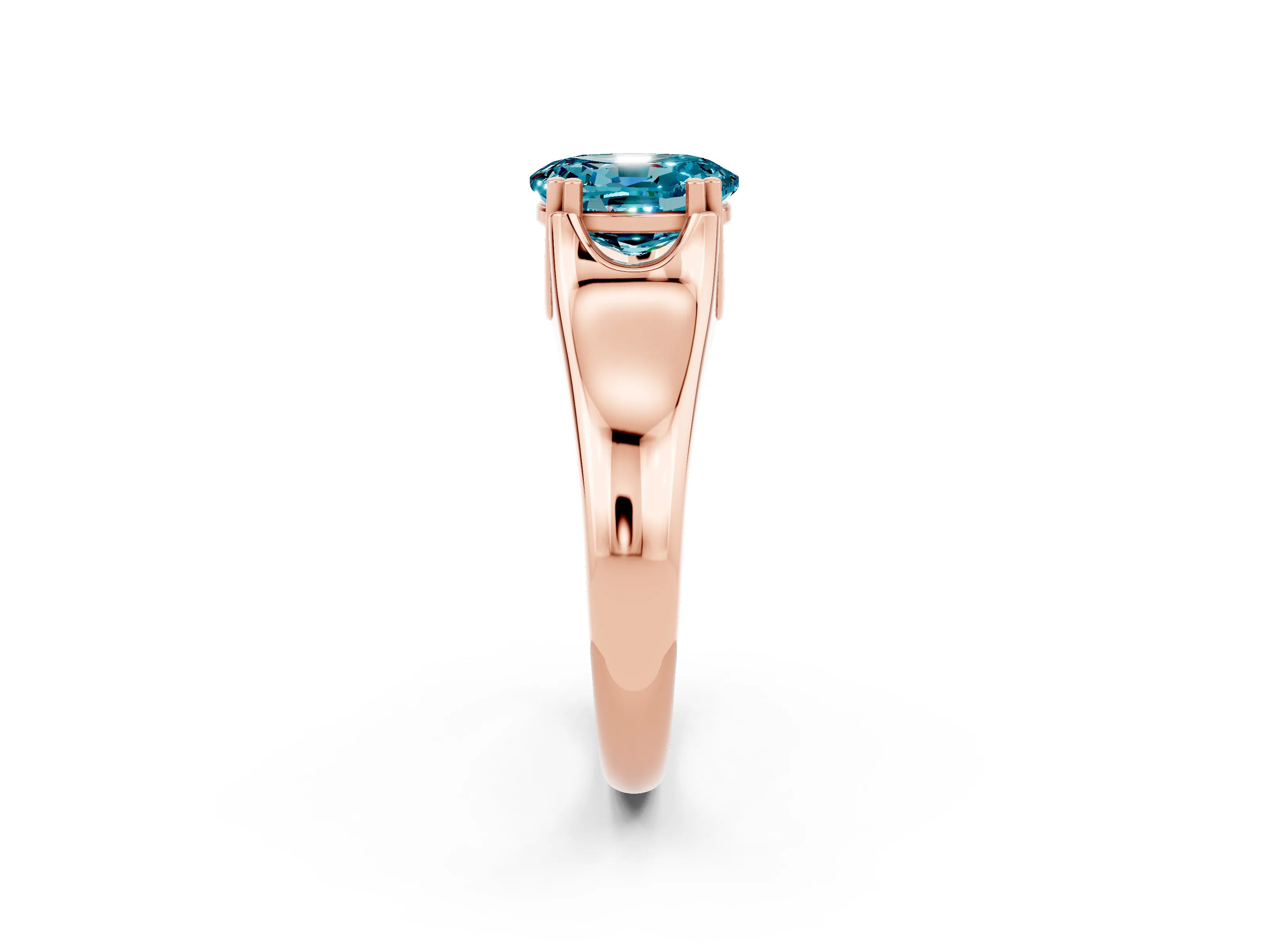 Rose gold Oval Cut Blue Topaz Solitaire Ring with Wide Band and Prong Setting_2