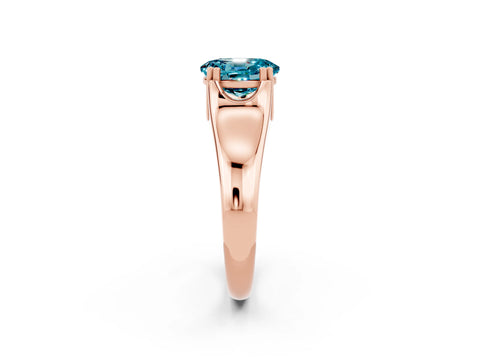 Rose gold Oval Cut Blue Topaz Solitaire Ring with Wide Band and Prong Setting_2