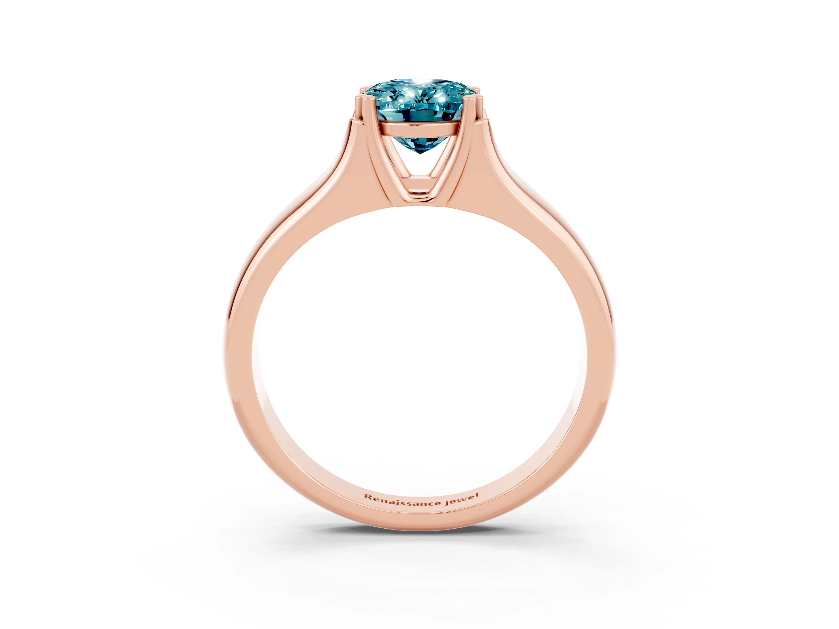 Rose gold Oval Cut Blue Topaz Solitaire Ring with Wide Band and Prong Setting_3