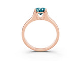 Rose gold Oval Cut Blue Topaz Solitaire Ring with Wide Band and Prong Setting_3