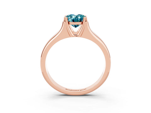 Rose gold Oval Cut Blue Topaz Solitaire Ring with Wide Band and Prong Setting_3