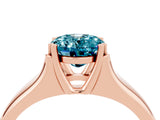 Rose gold Oval Cut Blue Topaz Solitaire Ring with Wide Band and Prong Setting_4