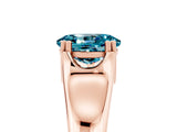 Rose gold Oval Cut Blue Topaz Solitaire Ring with Wide Band and Prong Setting_5