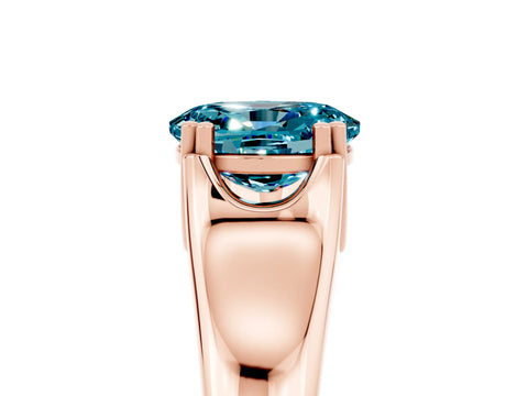 Rose gold Oval Cut Blue Topaz Solitaire Ring with Wide Band and Prong Setting_5