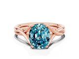 Rose gold Oval Cut Blue Topaz Solitaire Twist Band Prong Setting Ring_60