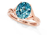 Rose gold Oval Cut Blue Topaz Solitaire Twist Band Prong Setting Ring_61