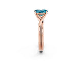 Rose gold Oval Cut Blue Topaz Solitaire Twist Band Prong Setting Ring_62