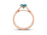 Rose gold Oval Cut Blue Topaz Solitaire Twist Band Prong Setting Ring_63