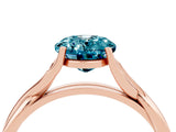 Rose gold Oval Cut Blue Topaz Solitaire Twist Band Prong Setting Ring_64