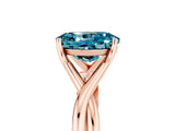 Rose gold Oval Cut Blue Topaz Solitaire Twist Band Prong Setting Ring_65