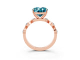 Rose gold Oval Cut Blue Topaz Solitaire Twisted Band with Round  Accents and Prong Setting_15