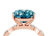 Rose gold Oval Cut Blue Topaz Solitaire Twisted Band with Round  Accents and Prong Setting_16