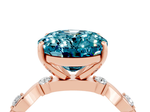 Rose gold Oval Cut Blue Topaz Solitaire Twisted Band with Round  Accents and Prong Setting_16
