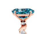 Rose gold Oval Cut Blue Topaz Solitaire Twisted Band with Round  Accents and Prong Setting_17
