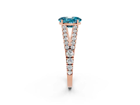 Rose gold Oval Cut Blue Topaz Split Shank Pavé Engagement Ring with Four-Prong Setting_34