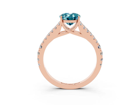 Rose gold Oval Cut Blue Topaz Split Shank Pavé Engagement Ring with Four-Prong Setting_35