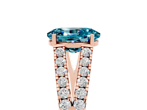 Rose gold Oval Cut Blue Topaz Split Shank Pavé Engagement Ring with Four-Prong Setting_37
