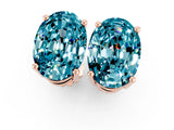 Rose gold Oval Cut Blue Topaz Stud Earrings_31
