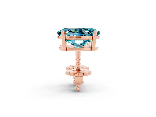 Rose gold Oval Cut Blue Topaz Stud Earrings