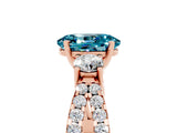 Rose gold Oval Cut Blue Topaz Three-Stone Ring with Pavé Split Shank and Four-Prong Setting_17